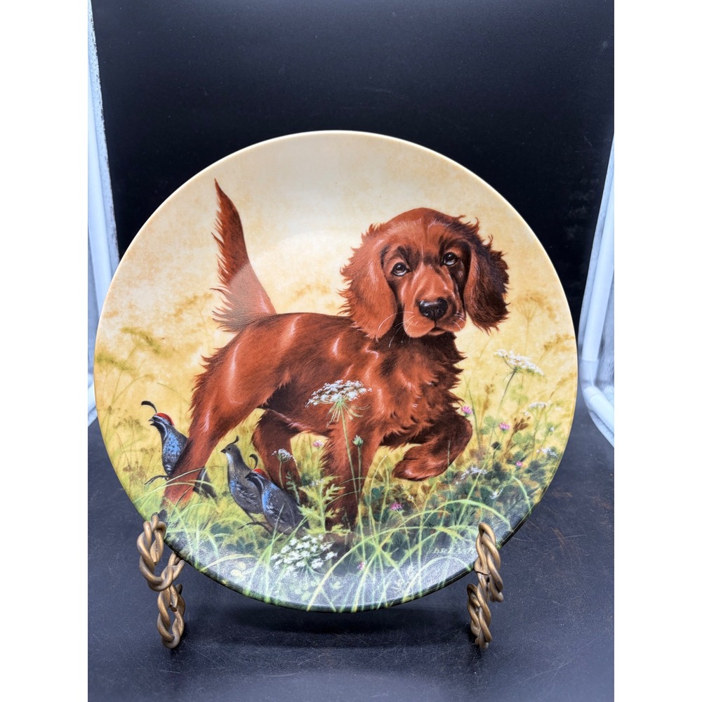 1988 Edwin M Knowles Missing the Point The Irish Setter Plate Lynn Kaatz Field
